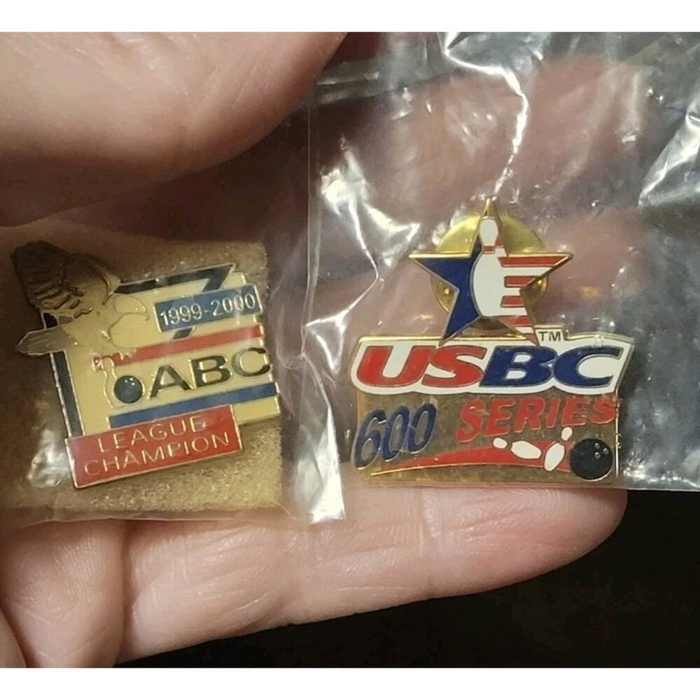 Vtg Bowling Pins USBC 600 Series & ABC League Champion 99'-2000 Enamel New